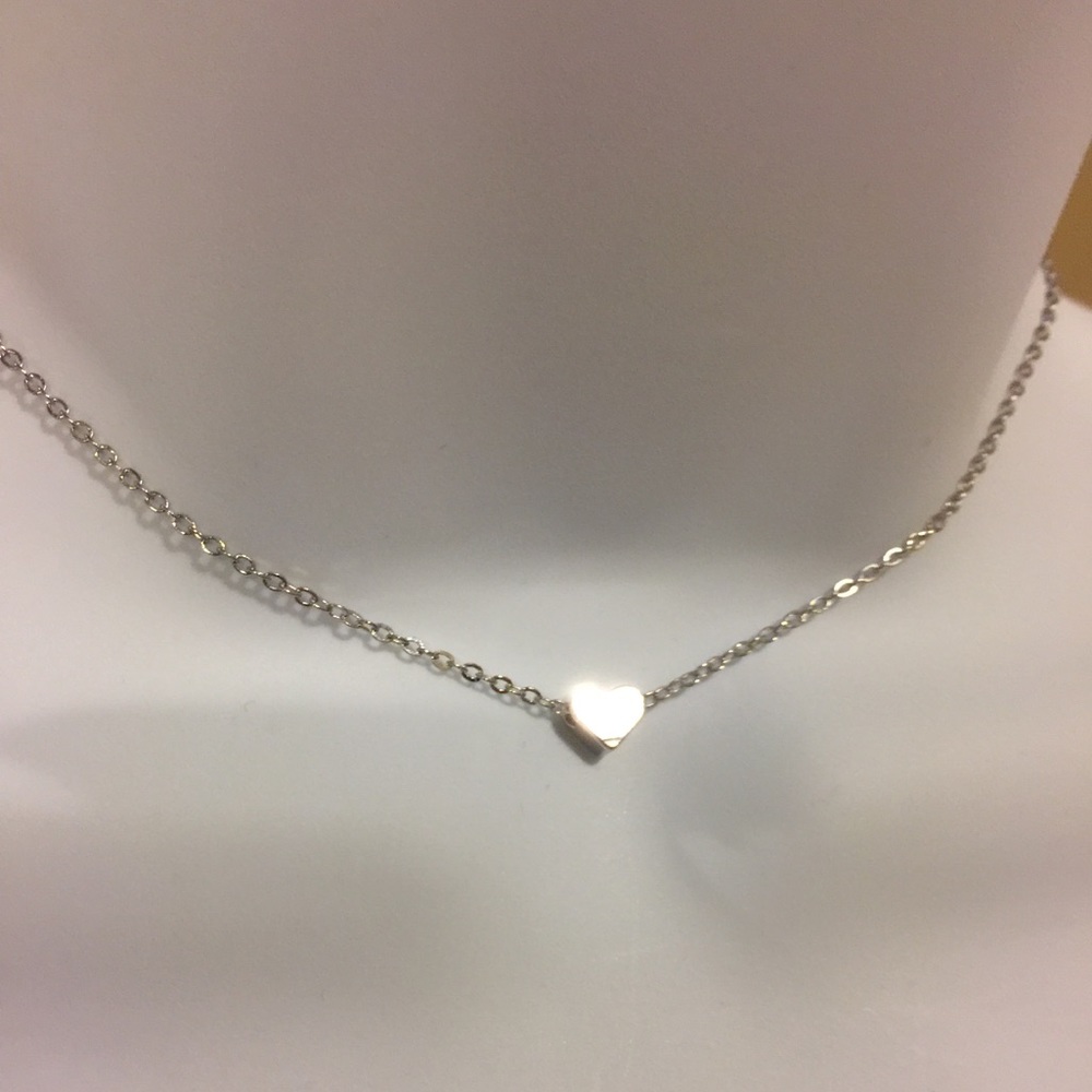 Adjustable silver tiny heart choker/necklace